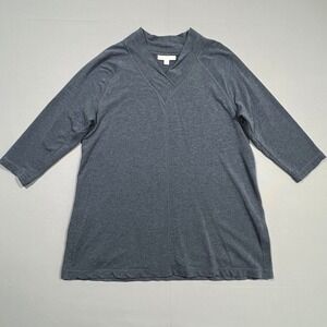 J. Jill Pure Jill Tunic Affinity French Terry V-Neck Minimalist Charcoal Women M